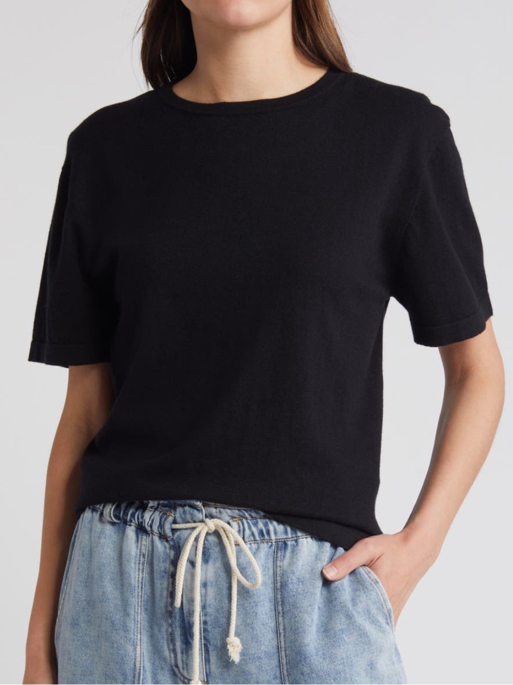 Rails Avery Short Sleeve Cotton & Cashmere Sweater